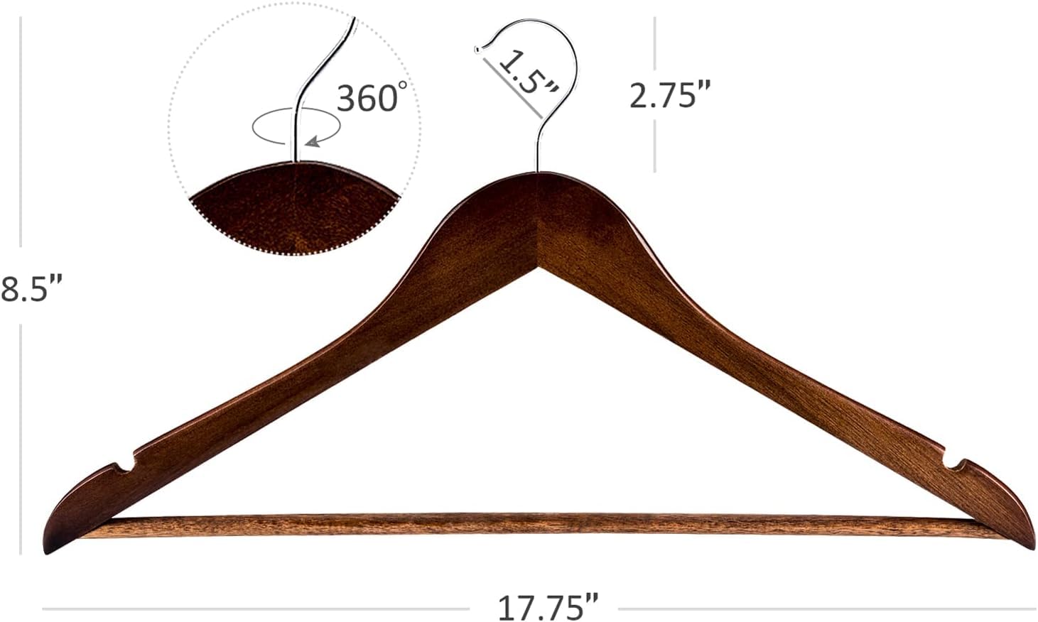 VERAT Premium Wooden Hangers 10 Pack - Durable & Slim Coat Hanger - Suit Hangers with 360-Degree Rotatable Hook - Wood Hangers with Shoulder Grooves (Dark Brown) offers donot miss 9 VERAT Premium Wooden Hangers 10 Pack - Durable & Slim Coat Hanger - Suit Hangers with 360-Degree Rotatable Hook - Wood Hangers with Shoulder Grooves (Dark Brown) offers donot miss