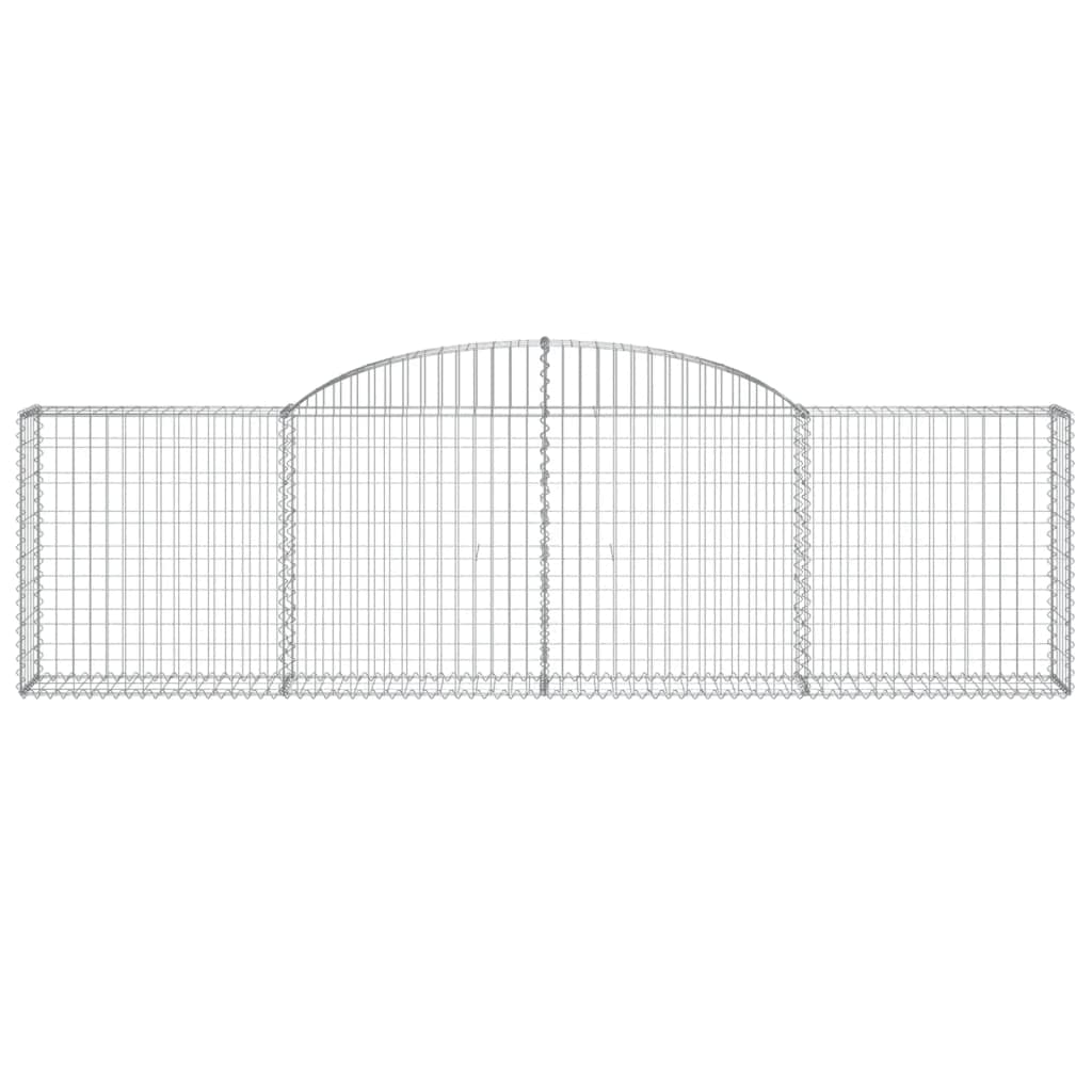 Juego de 6 gaviones con arco alto, 300 x 30 x 80/100 cm, hierro