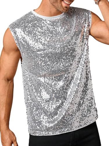 Débardeur sans manches à paillettes homme pour look festival et club