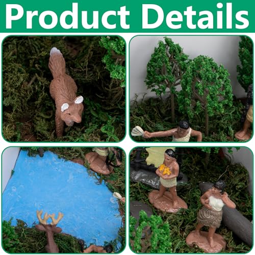 Image of 33 Pcs Native American Figurines Diorama Box Kit, Indian Figures Toys Model Diorama Project Set, American Indians Action Figurines Dioramas Supplies for DIY Crafts Historical Education School Project