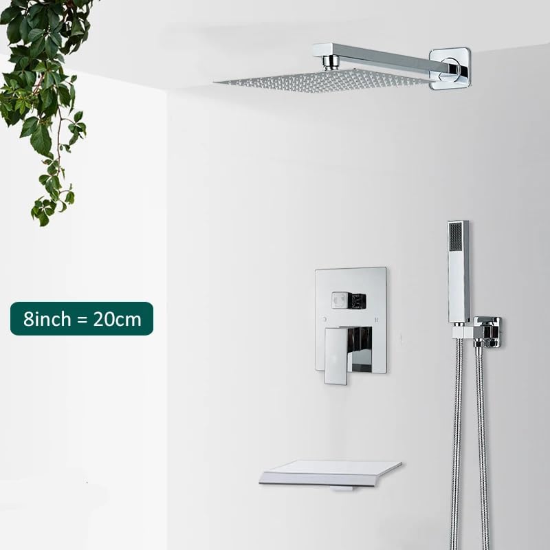 Système de douche encastré complet chrome avec mitigeur cascade
