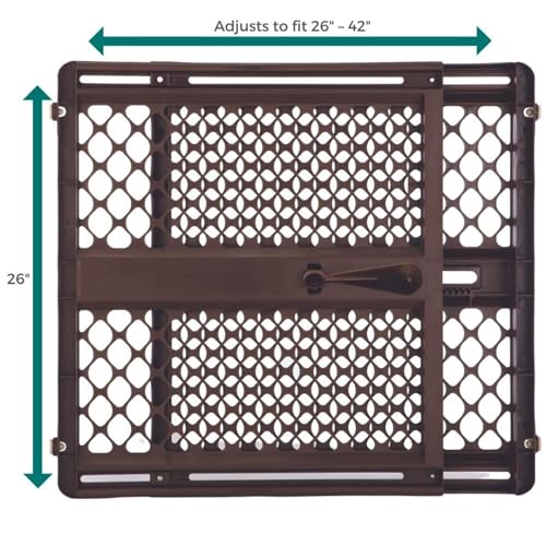 MYPET North States Pet Gate Essential: 26" - 42" Wide Dog Gate. Pressure Mount. No Tools Needed. Expandable, Durable Dog Gates for Doorways. Made in USA. 26" Tall, Espresso Brown