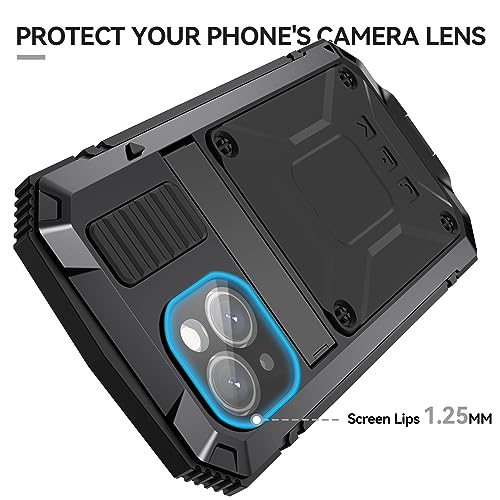 Coque métal iPhone 15 Plus avec béquille et verre trempé antichoc