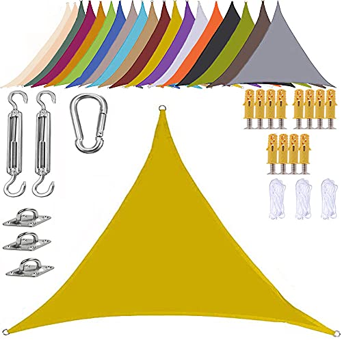 LYGBAOFUL 3x3m Waterproof Sunshade, UV Protection Triangle Canopy for Garden & Balcony, Light Yellow Outdoor Awning with Installation Kit, Cool Tarp