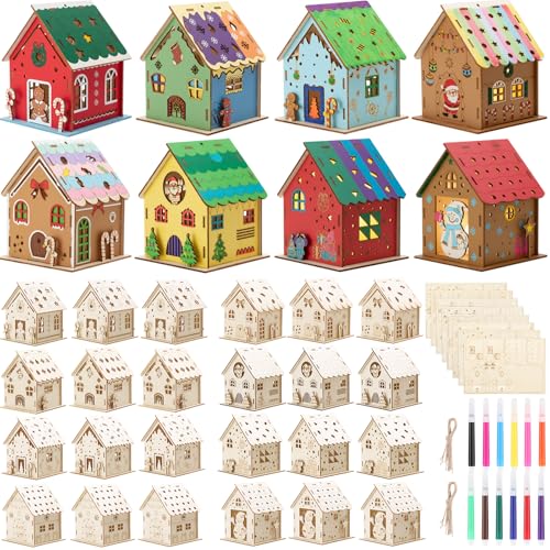 Maisons de Noël en bois pour graffitis 3D en famille