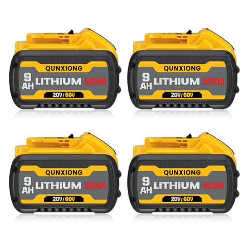 4 Pack DCB606 9.0Ah 20V/60V Max Battery High Capacity Li-ion Replacement for Dewalt 60V Battery DCB612 DCB609 Compatible with Dewalt 20v/60v Cordless Power Tools Battery Pack
