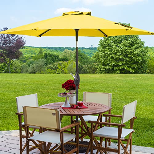 Missbrella Bonosuki 7.5′ Patio Market Umbrella Outdoor Table Steel Deck Umbrella, Upf50+ Outside Umbrella For Poolside, Yard And Garden (7.5Ft, Yellow) #TOP4