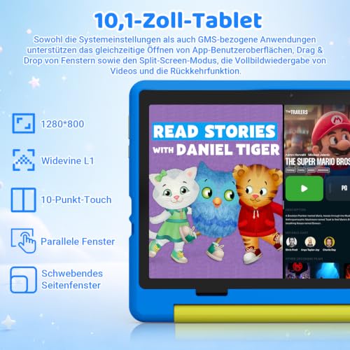 Laptok Kinder Tablet 10 Zoll, Android 16 Tablet für Kinder mit 24 GB RAM+64GB ROM(TF 1TB), Wi-Fi 6G, Widevine L1, 6000mAh… – Ansicht 5