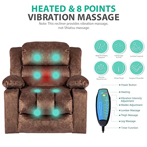 Homyedamic Recliner Chair Massage Rocker With Heated Modern Ergonomic Lounge 360 Degree Swivel Single Sofa Seat Living Room Lounge Recliners On Clearance Elastic Foam Filling #TOP5
