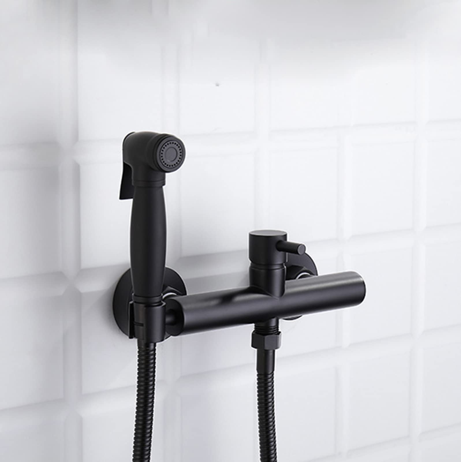 Kit pulvérisateur de bidet multifonction noir avec mitigeur de douche chaud et froid