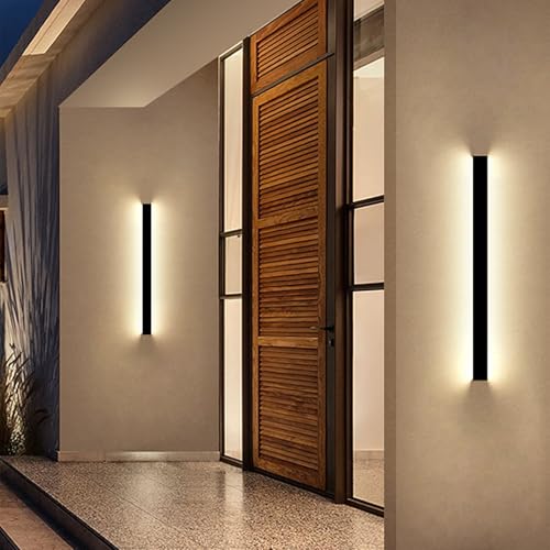 Image of Porch Wall Lights - 2pack 31.5inch Long Strip Modern Outdoor Wall Light Fixture, Black Wall Mount Exterior Lighting Wall Sconce Outside Garage Lights for House, Courtyard, Corridor