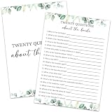 HQLOW Twenty Questions About the Bride Game -Wedding Shower Games, Bridal Shower Games 30 Guests for Engagement Wedding Party(Eucalyptus Botanical Style) -0009