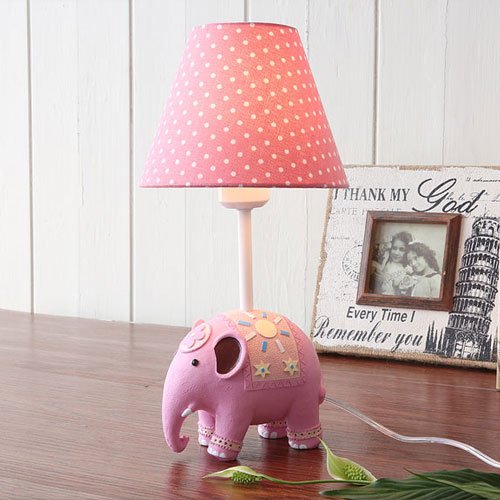 Preisvergleich Produktbild Hines Einfache Europäische Boy Girl Kinderzimmer Nachttisch Nachttischlampe Pastoral American Kleine Frische Elefant Tischleuchte Hellrosa Flachs Tuch Lampenschirm E27 Schreibtischlampe (Größe : A)