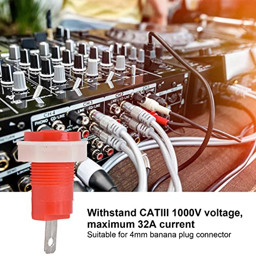 Image of 20Pcs 4mm Banana Jack Female Socket Panel Mount Connector (0.16in /4mm) - Banana Plug Adapter for Amplifier, Terminal, Splitter, Binding Post, 12mm Mounting Hole, 6mm Panel Thickness(Red)