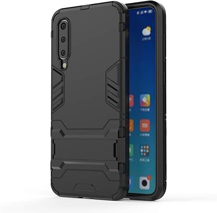 HDRUN Funda Xiaomi Mi 9 SE - 2in1 Duro PC + Suave TPU Silicona Dual Layer Hybrid High Absorci?n de Impacto con Soporte Armadura Carcasa Case para Xiaomi 9 SE, Negro