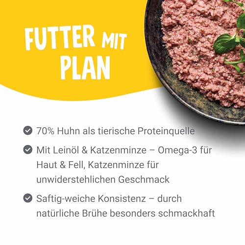 Pets Deli Pure Meat Nassfutter für Katzen mit Huhn & Katzenminze, 12x85g