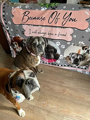 L&S PRINTS Extra Large Personalised Dog Photo Blanket | Pet Paw Print Design Custom Fleece Throw | Memorable Pet Collage Blanket | 150cm x 150cm King Size Blanket | Made In England