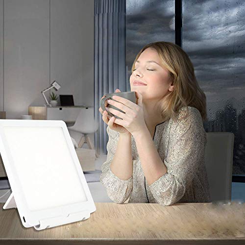 L�mpara de Luz Diurna 10000 Lux SAD L�mpara de Terapia de luz L�mpara Port�til de Luz Solar Natural con 2 Niveles de Brillo Ajustables Control T�ctil Espectro LED ,Control T�ctil 3 en 1 con USB
