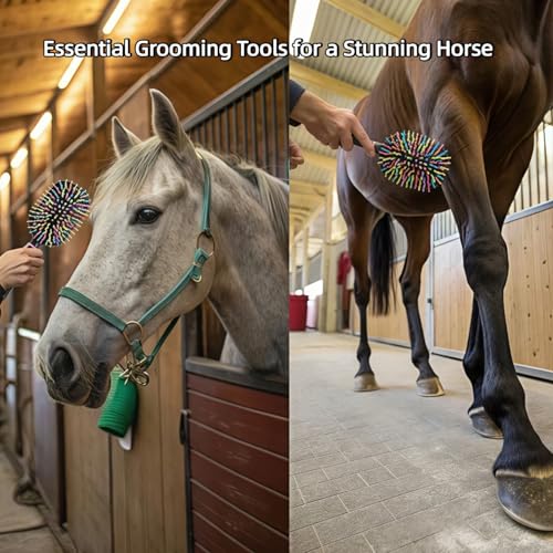 Hiiooweiyi Tough Rainbow Bristle Mane/Tail Brush Rainbow Paddle Mane and Tail Brush Air Cushion Comb Detangler Plastic Forky Comb for Horses