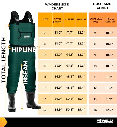 Image of Foxelli Chest Waders, Waterproof 4mm Neoprene Hunting & Fishing Waders for Men & Women with Boots