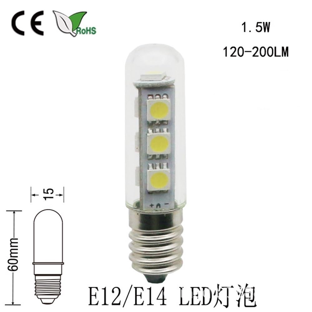 1fortunate lights, Paquete de 50 bombillas LED for refrigerador, CA 220 V, T15L, E14/E12, for horno microondas, lámpara de pared(3000K Warm White)