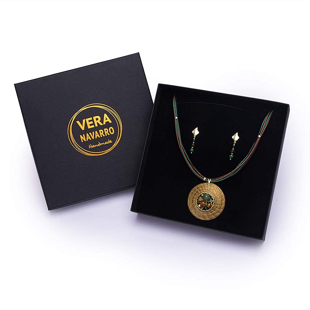 Conjunto Mandala Oro Vegetal 45 mm con Malaquita, Ojo de Tigre y Cristales