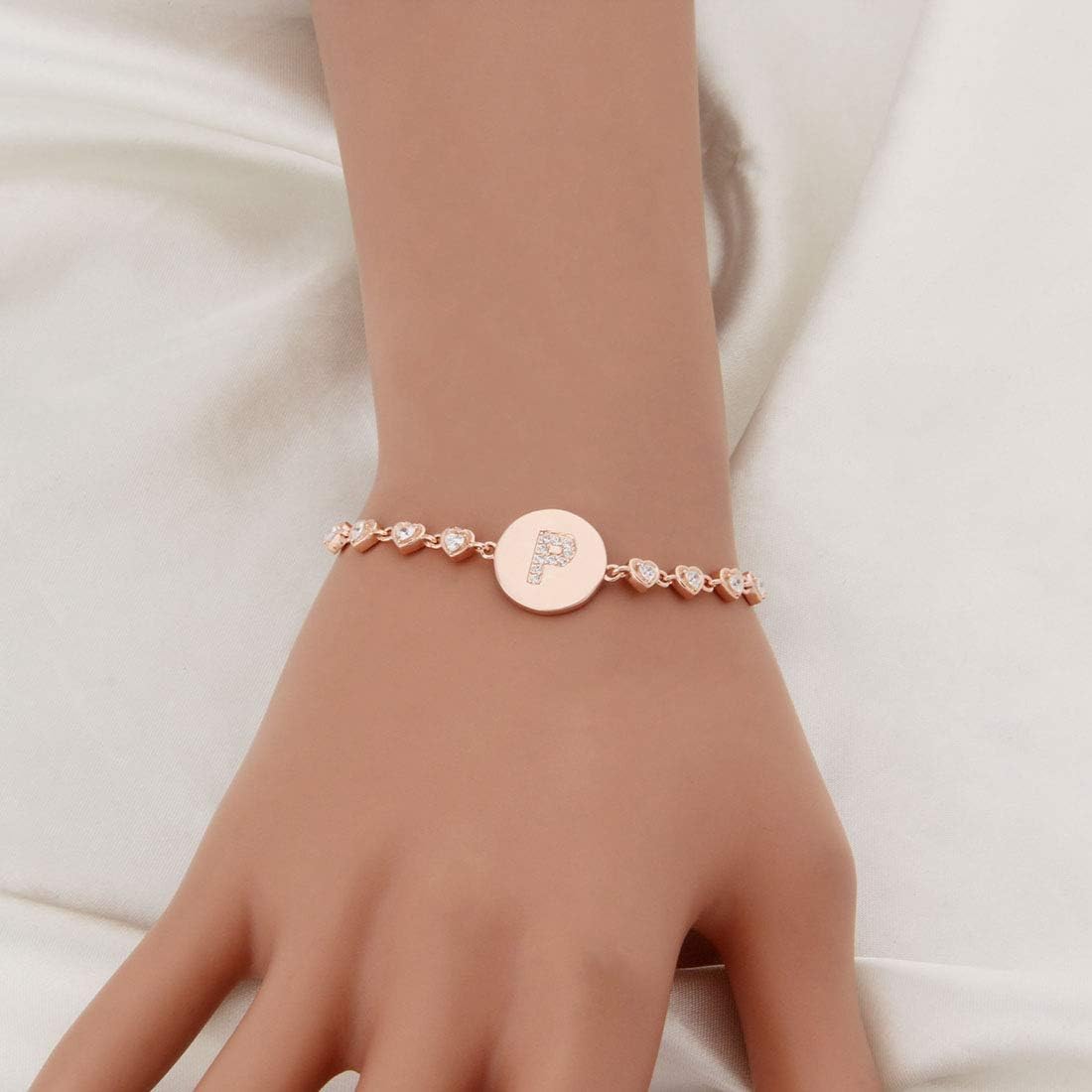 WUSUANED Rose Gold Initial Bracelet Letter Bracelet Adjustable Chain Bracelet Personalized Jewelry For Women - Image 7