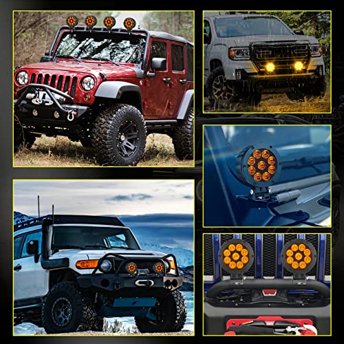 Image of 5 Inch 90W Amber Round Fog Lights 2Pcs CREE LED Round Offroad Lights Spot Beam LED Pods Light Bar Bumper Lights Roof Lights for Truck Pickup UTV Toyota Jeep Ford GMC