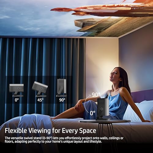 Image of HP Short Throw Smart Mini Projector with Official Licensed Apps | 4K Supports, Voice Control, Auto Keystone, WiFi and Bluetooth, Portable for Bedroom, Home Theater and Outdoor Movies