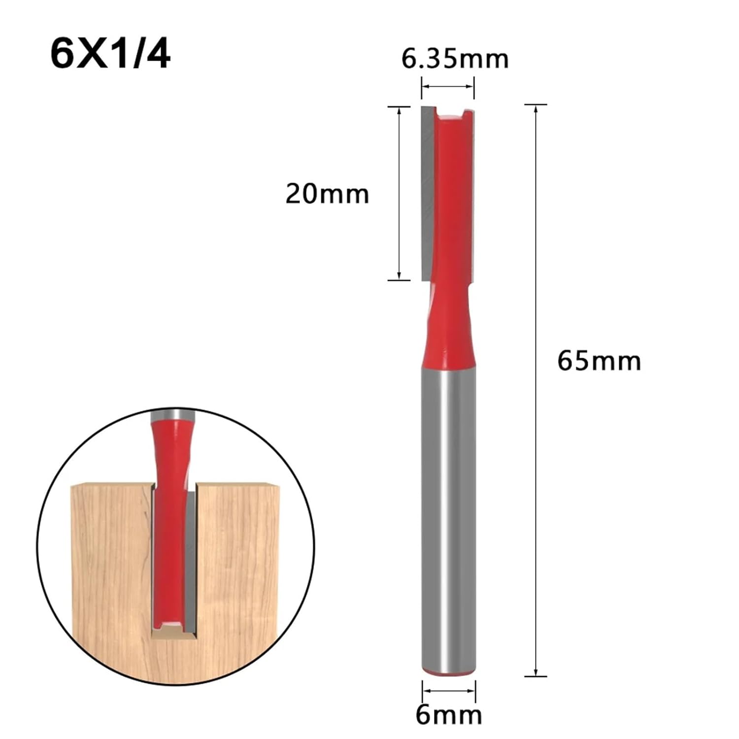 6mm Handle Alloy Woodworking Slotting Straight Blade Computer Engraving Machine Tool 1/7Pcs(6x6.35mm)