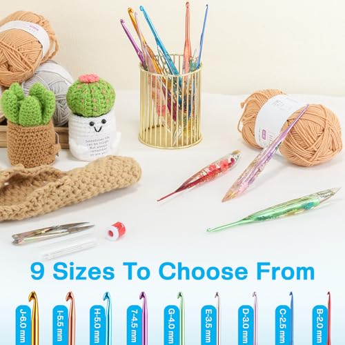 2.0mm Crochet Hooks,Ergonomic Crochet Hook with Floral Resin Grips,Stylish and Unique,Crocheting kit for Beginners, Arthritic Hands and Professional — view 6