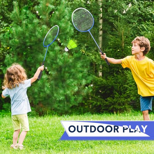 Image of 12 Pack Badminton Rackets Set Including Badminton Racquets, Nylon Shuttlecocks and Carry Bag for Outdoor Backyard Games Beginners