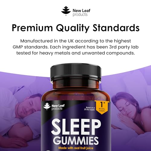 Chewable Sleep Gummies - Enriched with Vitamin B6 and Magnesium - Sugar Free - High Strength for Adults - No Artificial Colours or Flavours - Vegan, Bedtime Gummies, Made with Real Fruit Juice - Image 6