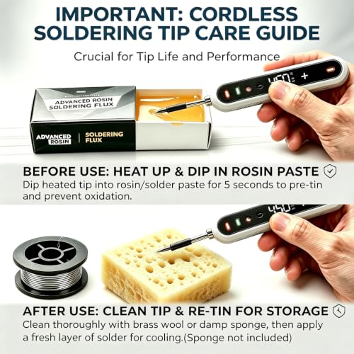 Cordless Soldering Iron Kit, 8S Fast Heating, Type-C Charging, Adjustable Temp 180~450℃, 3 Replaceable Tips, 1600mAh Portable Wireless Soldering Pen for Electronics Repair and DIY Projects-White by xiufudaw - Image 8