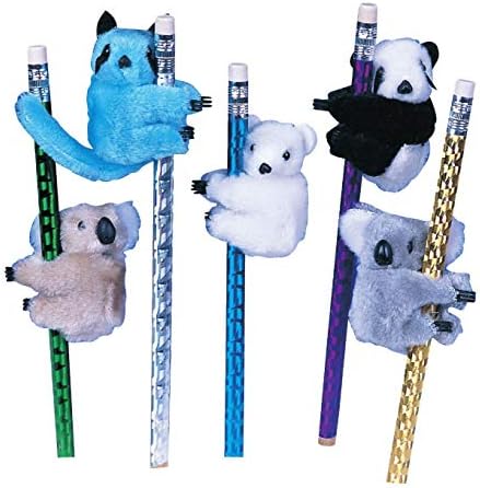 ToyPlaya Clip-On Critter Plush Animal Clips; Plush Koalas, Pandas, and Racoons Clip (6X pcs)