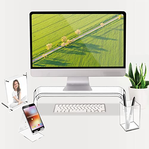 image for Aowutus Acrylic Monitor Stand - Monitor Stand for Desk, Acrylic Monito