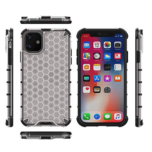 Image of Glasgow | for Apple iPhone 11 Honeycomb Pattern Back Case Cover for Apple iPhone 11 with 4 Bumper Corners and Military Grade Protection - Transparent
