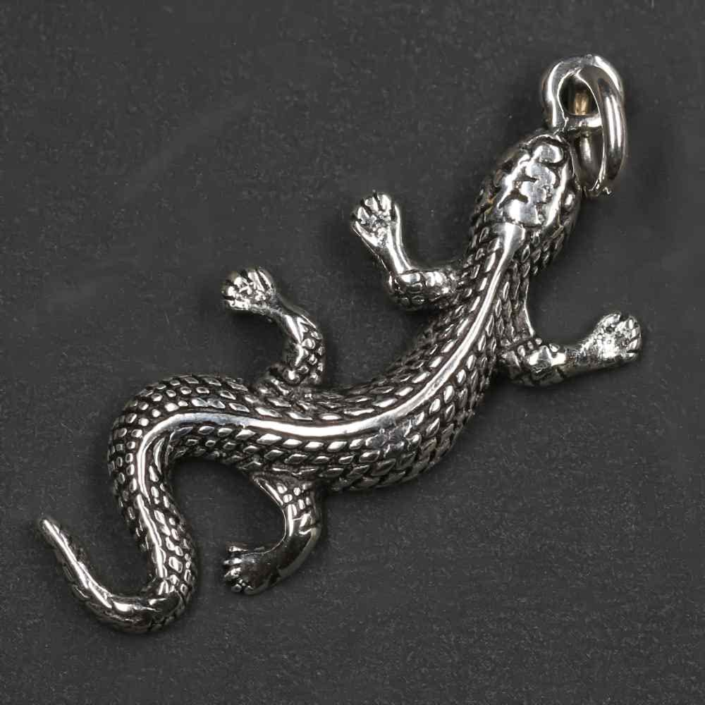 Anhänger Gecko Schmuck Silber Anhänger Echse 925er Silberschmuck fein gearbeitete Eidechse