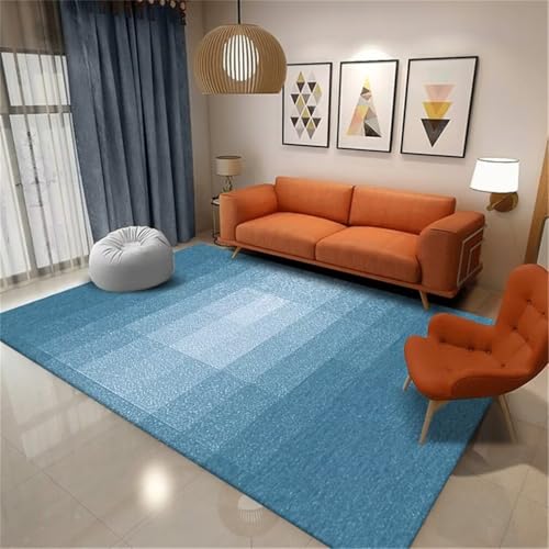 Tapis salon pas cher bleu résistant à l'usure et moderne