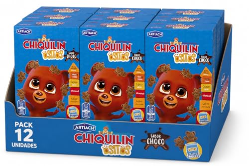 Chiquilín Ositos Sabor Chocolate Pack de 12 | Mini Galletas de Chocolate en Forma de Osito | Snack Infantil para Desayunos y Meriendas