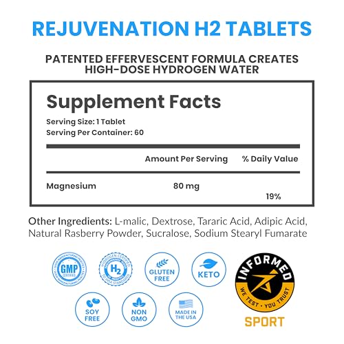 DRINK HRW Rejuvenation Molecular Hydrogen Water Tablets: 12 ppm H2 - Hydrogen & Magnesium Supplement, Supports Energy Production, Recovery, Cognitive Health. Informed Sport Certified (Raspberry) - Image 3