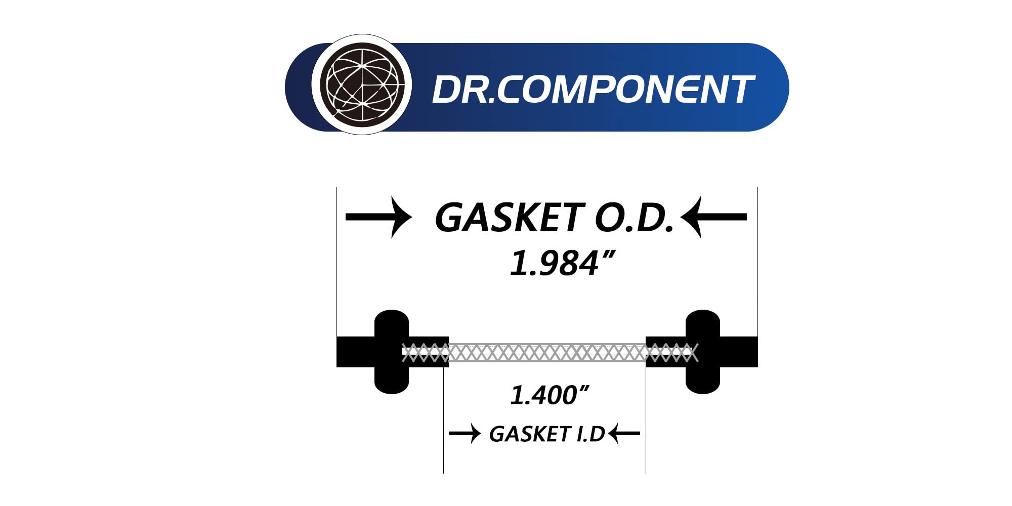 DR-COMPONENT 3.8 cm Sanitarne uszczelki trójzaciskowe (2 sztuki), uszczelki siatkowe typu klejonego #8, czarne EPDM