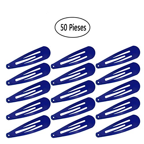 Motanar 50 Pack Of Snap Hair Clips Hair Barrettes For Kids, Girls And Women, 50 Mm (Blue) #TOP1
