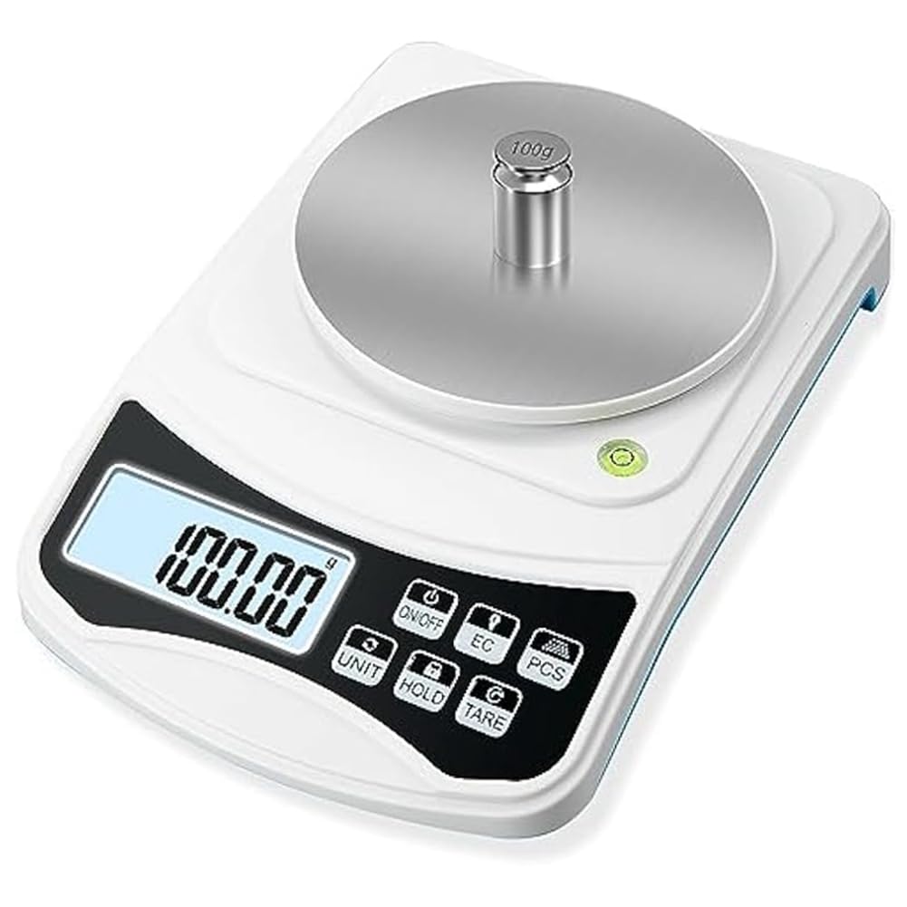 BáScula de Laboratorio Digital, Escala de Gramos 1000G 0.01GAprecisióN, BáScula ElectróNica MultifuncióN de Alta PrecisióN con Peso de 100G