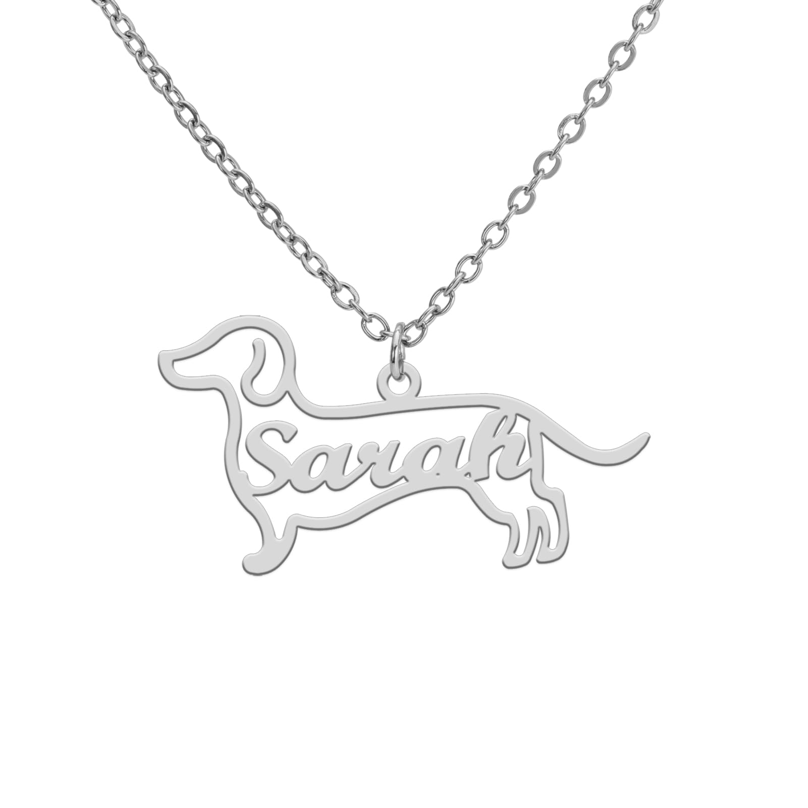 kkjoy Collar de Mascota Silueta de Perro Personalizado con Nombre en Acero Inoxidable Colgante Conmemorativo para Mujeres Hombres