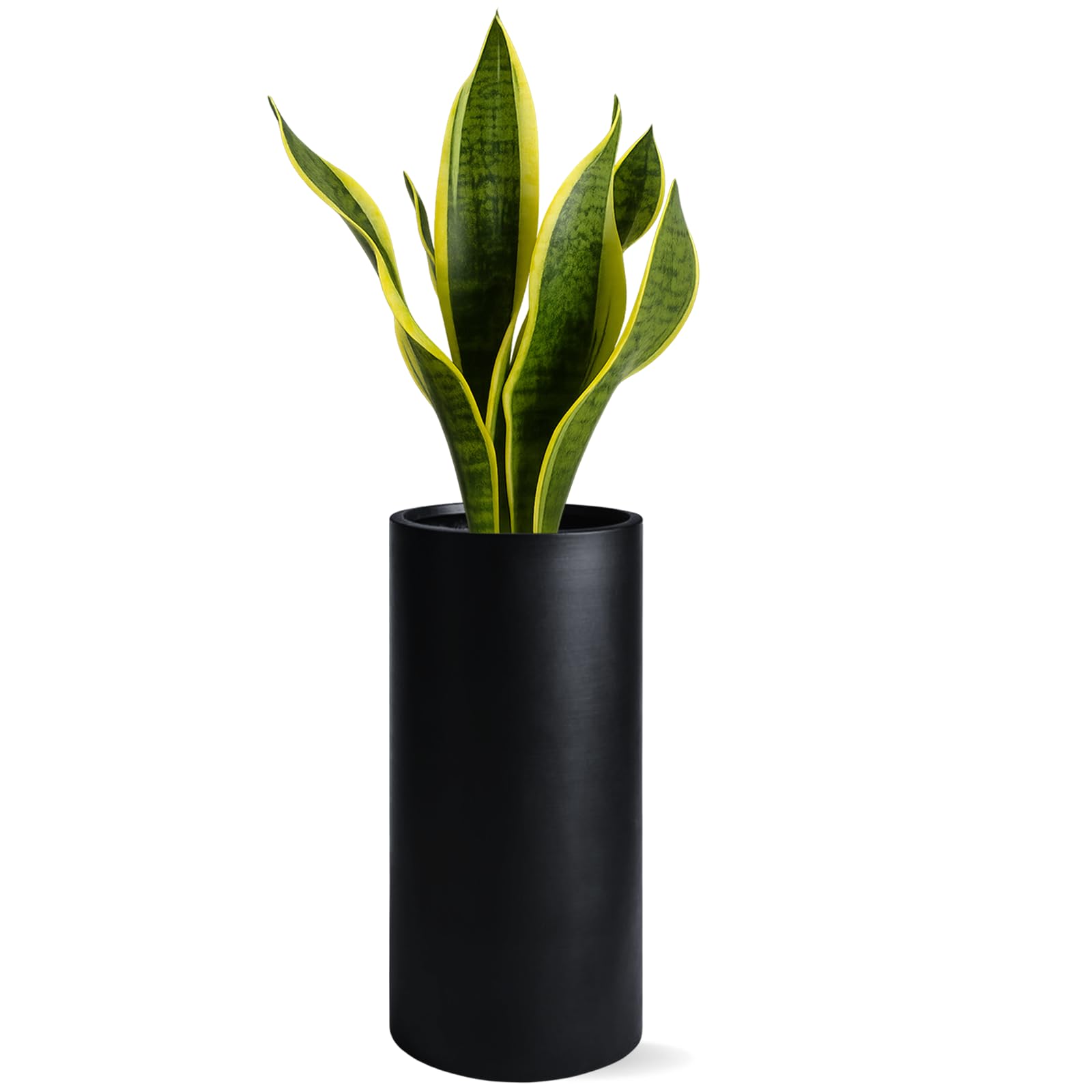 KUTE NEST 19.5"H x 9.8"D Tubo Fiberstone Cylinder Tall Planter with Drainage Hole, Smooth Finishes, Weather Resistant for Indoor and Outdoor Use,