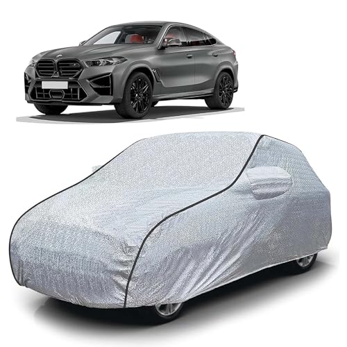 Image of Sulfar 100% Waterproof Car Body Cover Compatible with Mirror for BMW X6M (Triple Stitched, Full Bottom Elastic, Magic Silver with Black Piping)