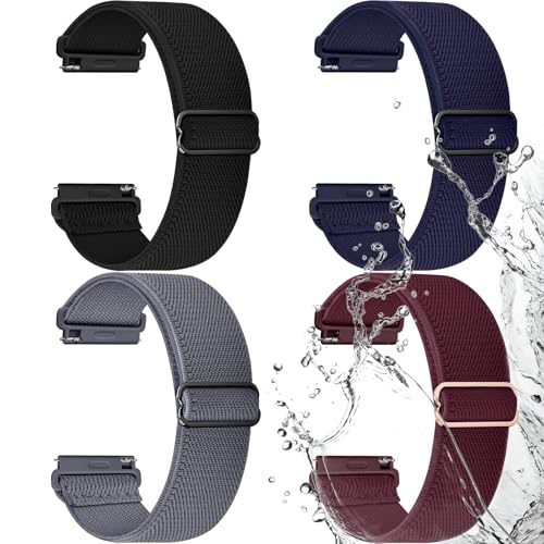 Image of Fullmosa 4-Pack 20mm Water-Resistant Nylon Watch Straps | Compatible with Amazfit Bip U, Amazfit GTR /GTS, Samsung Galaxy Watch 7 /6 /5 /4, Garmin Venu and Other 20mm for Men Women