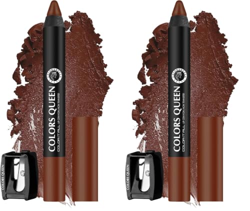 Image of Colors Queen Color It All Crayon Lipstick | Lightweight & Long Lasting Last Upto 18 Hours | Creamy Matte Finish | Smudge Proof & Waterproof Lipstick for Women with Sharpener (Chocolate, 3.5g)