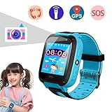 Smart Watch for Kids, Kids Phone Watch with Camera, Qilampe GPS Tracker Game Watch Support Calls Touchscreen Anti-lost SOS Bracelet Children Holiday Birthday Gifts(SIM Card Not Included)